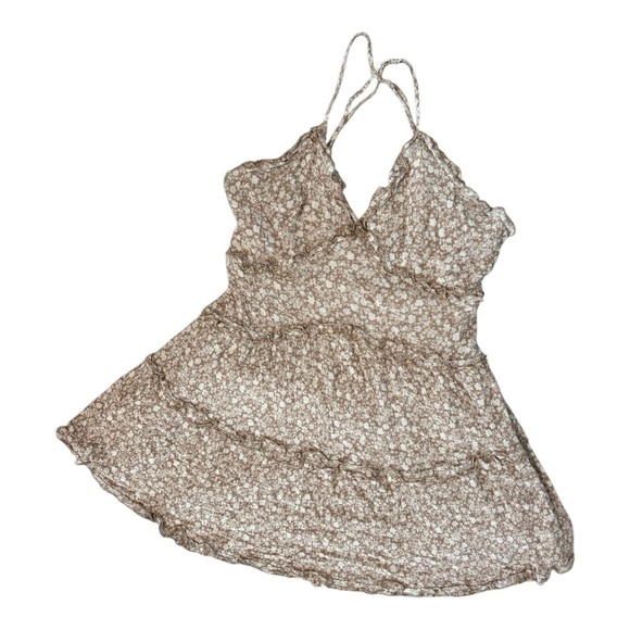 Altar’d State Beige Floral Tiered Ruffle Mini Dress - Picture 4 of 11